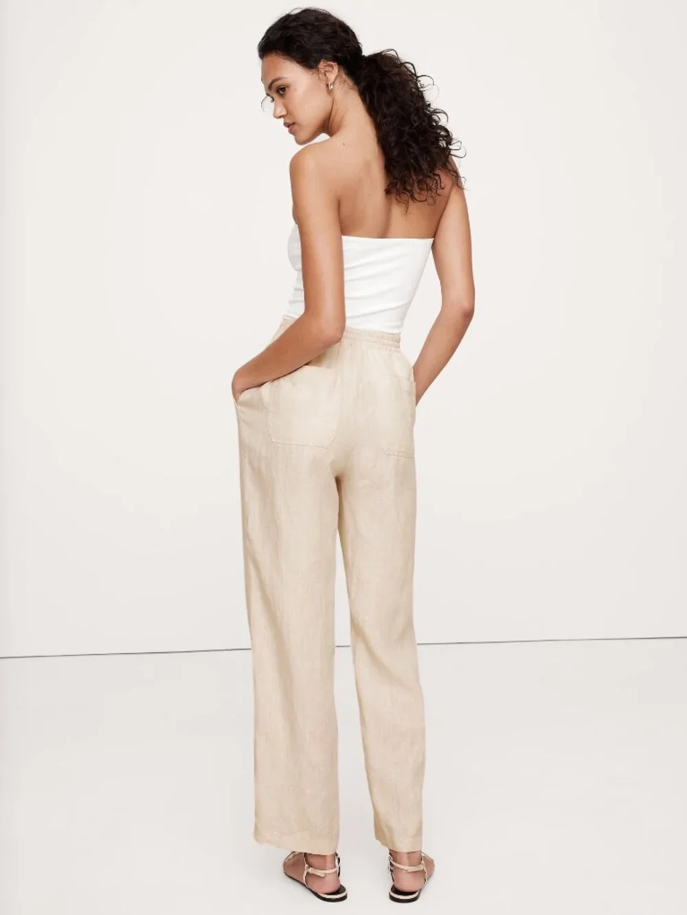 NEW Banana Republic 100% certified-European Linen Pull-On Ankle Pants - Size XXL